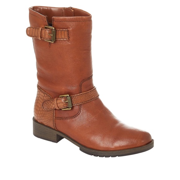 NEVER WORN Naturalizer Genna Leather Zip-Up Midcalf Moto Boot in Cider Spice - Picture 7 of 11